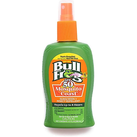 Bullfrog Mosquito Coast Bug Spray Insect Repellent + Sunscreen SPF 50, Pump Spray 4.7 Fl Oz